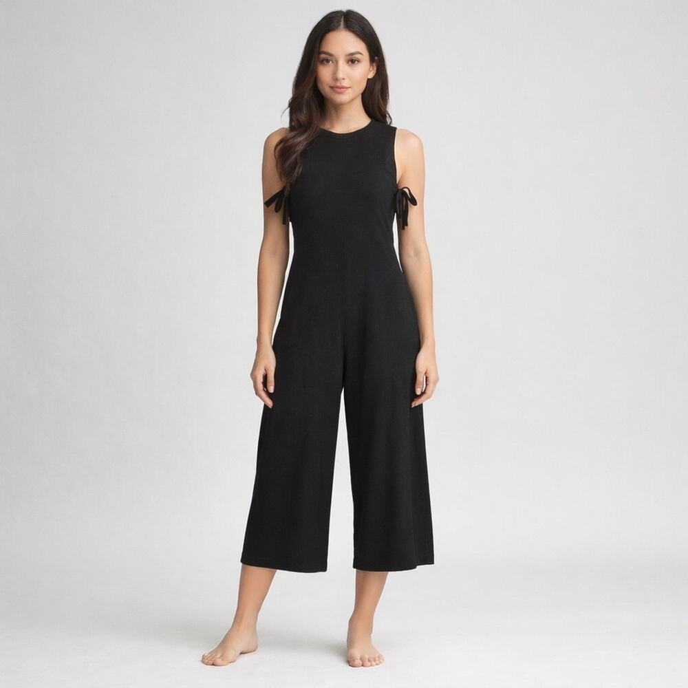 Madewell Cotton Ribbed Women’sBlack Sleeveless Jumpsuit with side ties. Size XXS